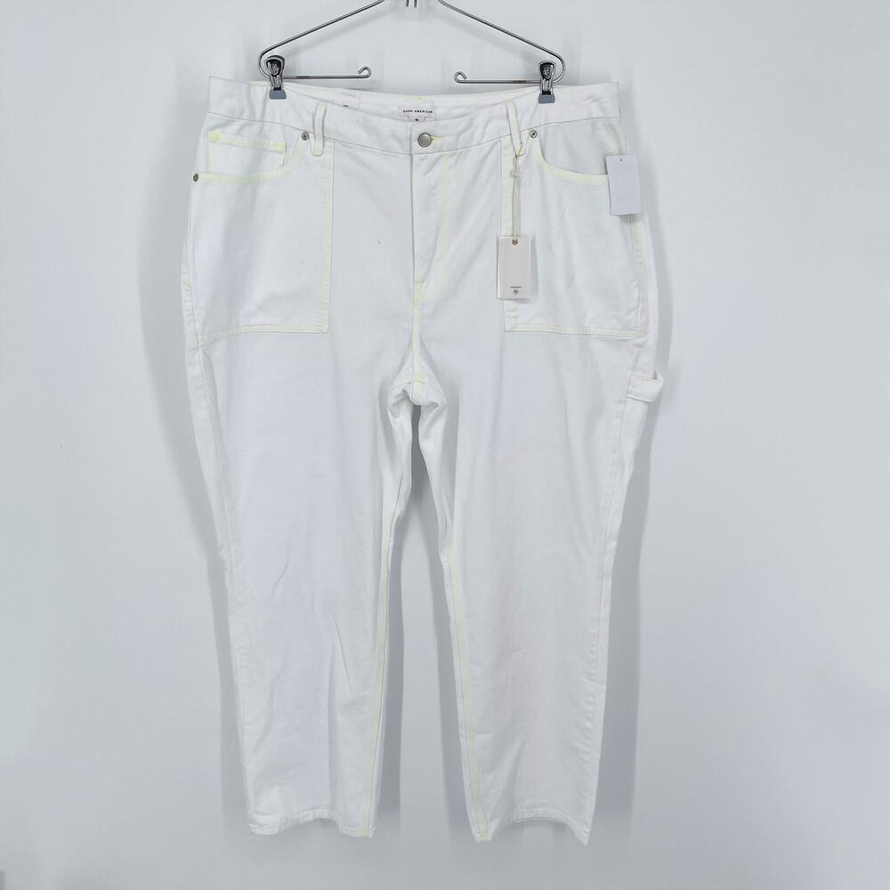 Good American NEW Good '90s High Waist Carpenter Jeans White Women's Size 18